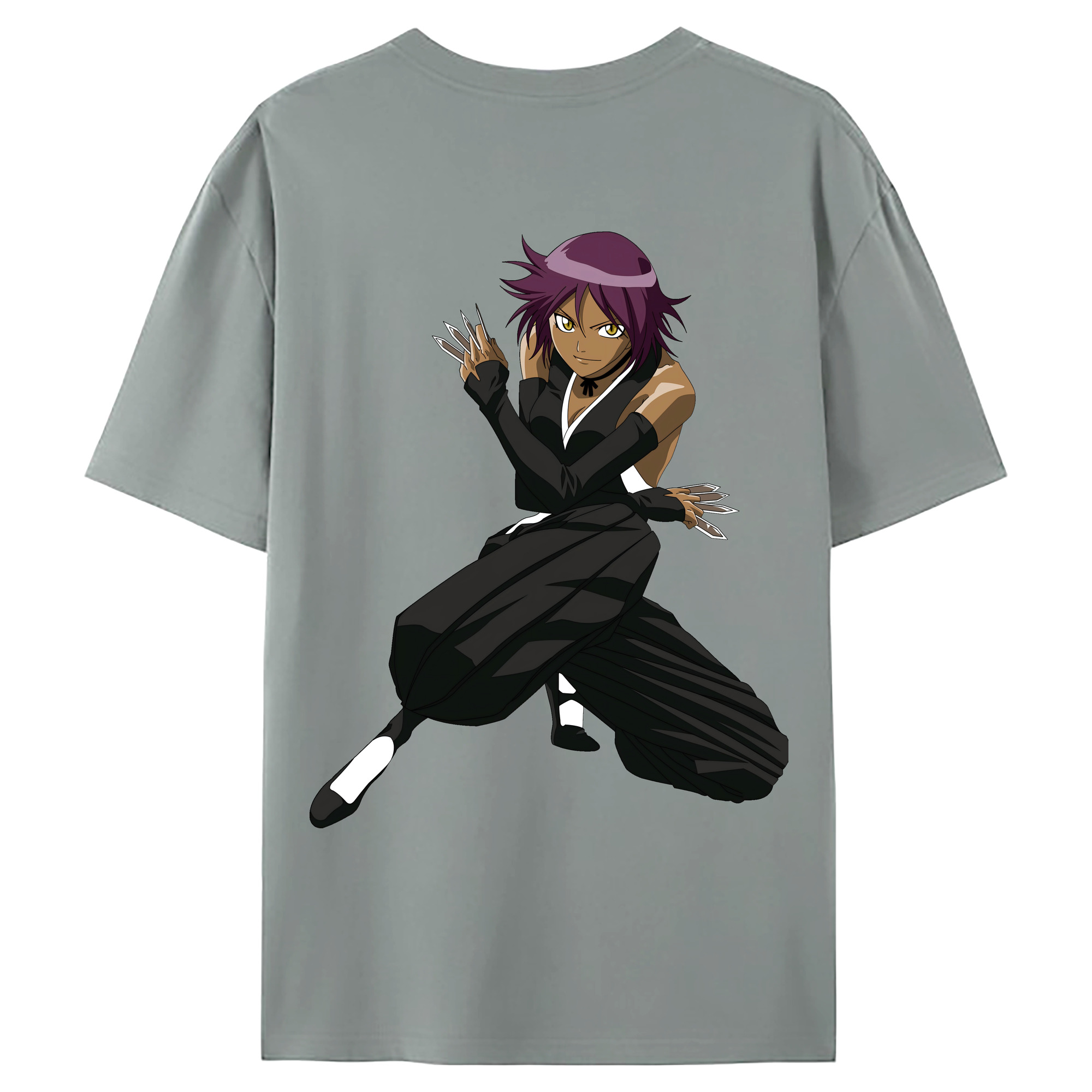 （画像用） ブリーチ 四楓院 夜一（しほういん よるいち） BLEACH Shihouin Yoruichi 綿100％ メンズ半袖Tシャツ（バックプリント） 通気性